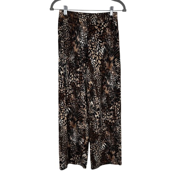 Denim & Co Beach Women XXS Animal Print Pull-On Wide Leg Pants With Side Slits - Picture 2 of 11